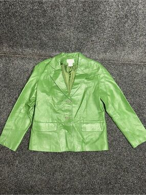 Vintage green leather blazer 12 modern folk layering jacket chic colorful staple